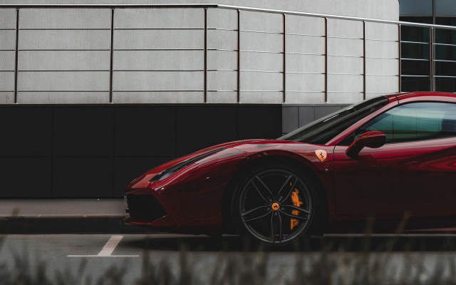 Red sports car parking lot #17 free wallpaper for desktop - medium preview image