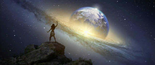 Woman earth star space giantess free wallpaper for desktop - medium preview image