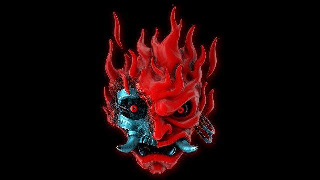 Red demon mask flame glow free wallpaper for desktop - medium preview image