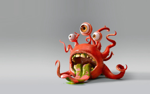 Red monster googly eyes open free wallpaper for desktop - medium preview image