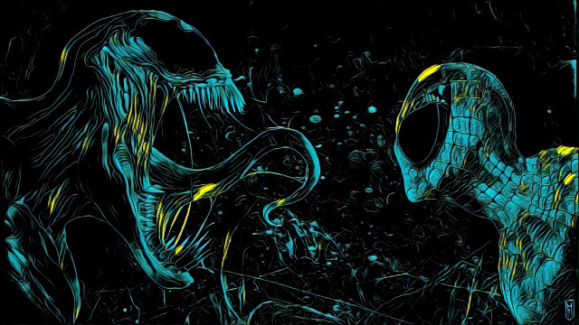 Spiderman alien bioluminescent androidjones digital free wallpaper for desktop - medium preview image
