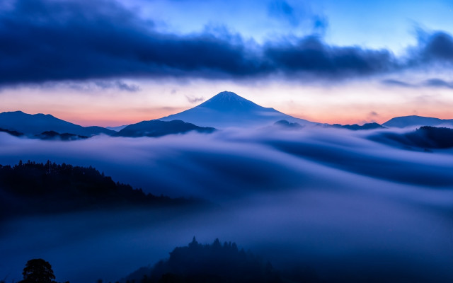 Mountain clouds sunset blue sky free wallpaper for desktop - medium preview image