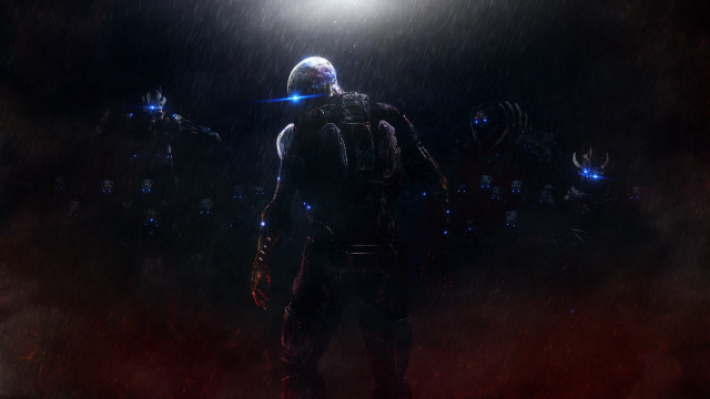 Space suit man rain flashlight free wallpaper for desktop - medium preview image