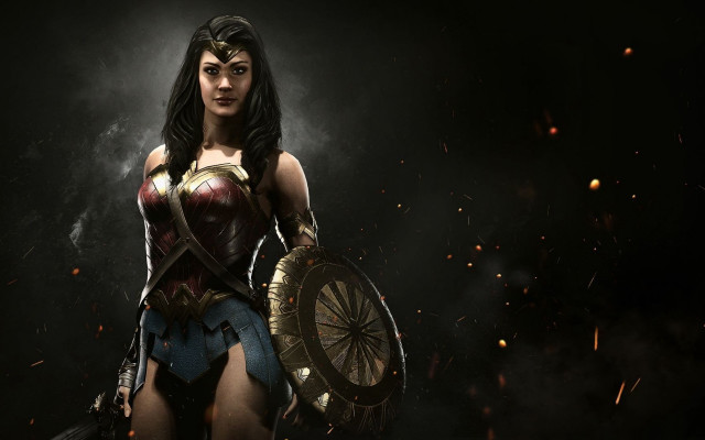 Wonder woman armor black hair free wallpaper for desktop - medium preview image