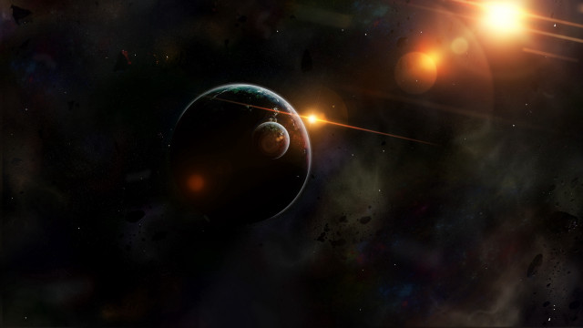 Space planet star light matte free wallpaper for desktop - medium preview image