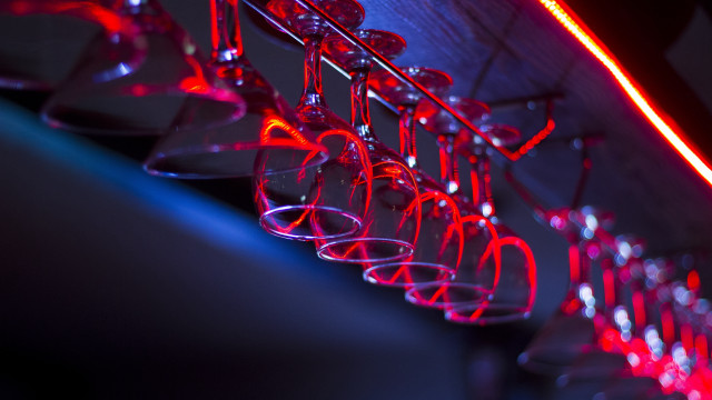 Glowing glass hanging neon red free wallpaper for desktop - medium preview image