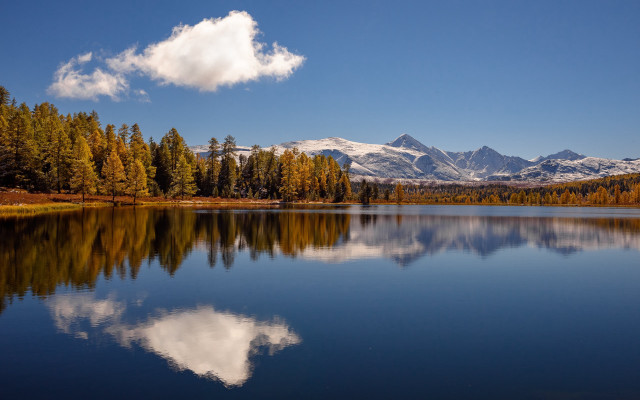 Lake trees mountains sky clouds #2 free wallpaper for desktop - medium preview image