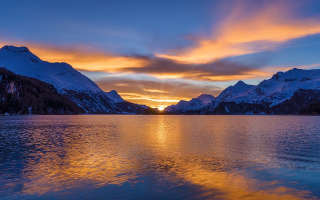 Sunset mountain lake reflection clouds #2 free wallpaper for desktop - medium preview image
