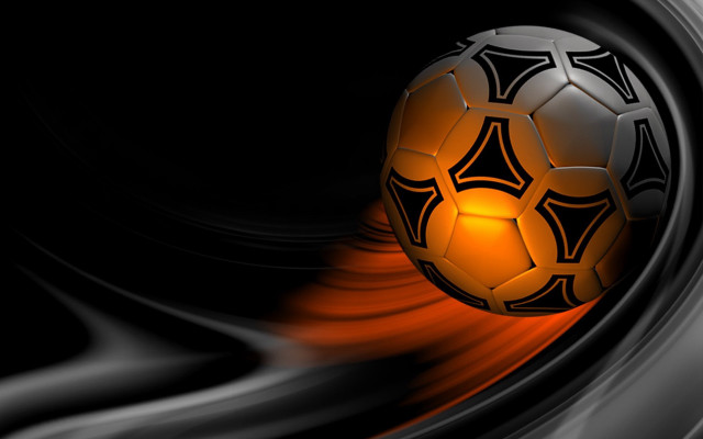 Soccer ball black orange background free wallpaper for desktop - medium preview image