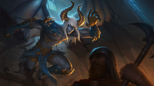 Man demon axe sword fantasy free wallpaper for desktop - medium preview image