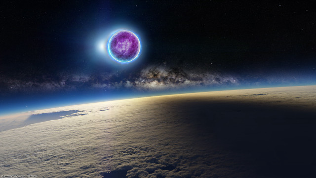 Purple planet clouds moon sky free wallpaper for desktop - medium preview image