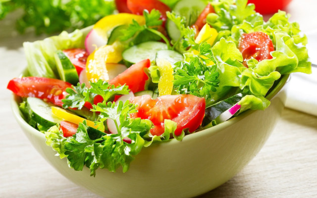 Bowl of salad with lettuce free wallpaper for desktop - medium preview image