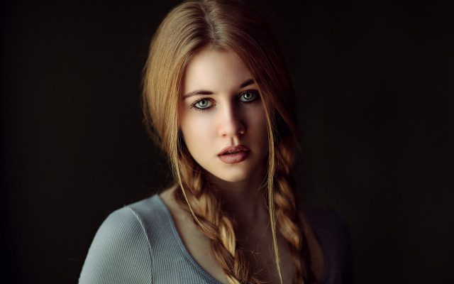 Blonde haired woman braid portrait free wallpaper for desktop - medium preview image