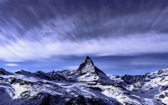 Mountain range snowy peak blue free wallpaper for desktop - medium preview image