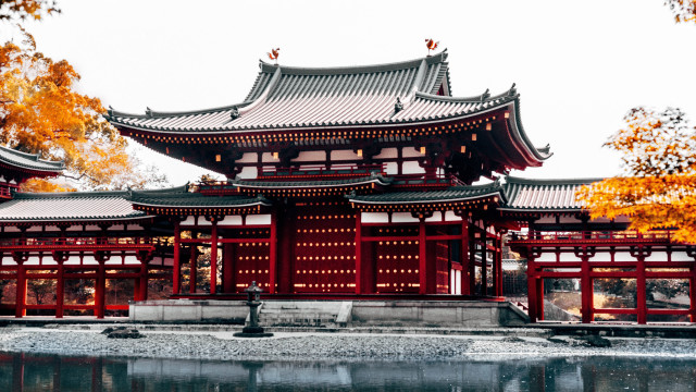 Eishōsai chōki japanese architecture autumn free wallpaper for desktop - medium preview image