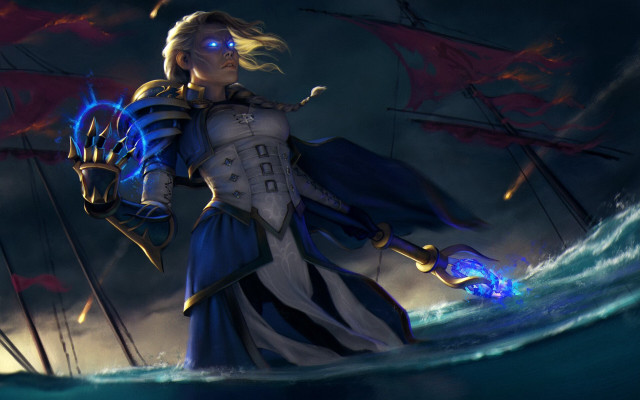 Woman blue dress blue sword free wallpaper for desktop - medium preview image