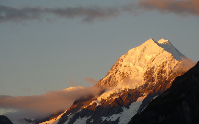 Snow mountain clouds dusk ocean free wallpaper for desktop - medium preview image