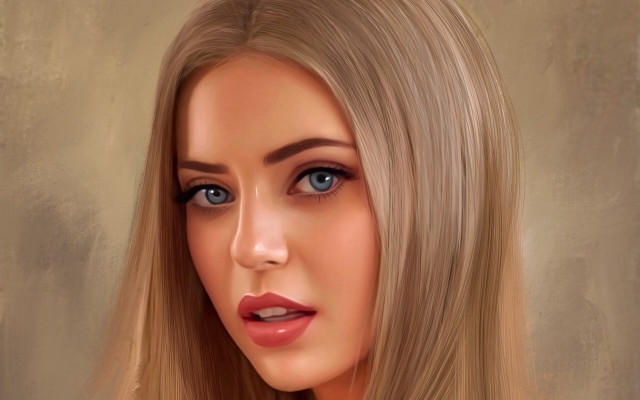 Blonde woman blue eyes long free wallpaper for desktop - medium preview image