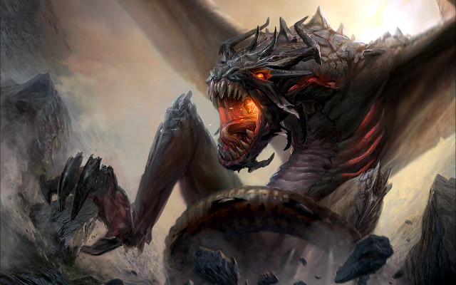 Dragon fire horns glowing eyes free wallpaper for desktop - medium preview image