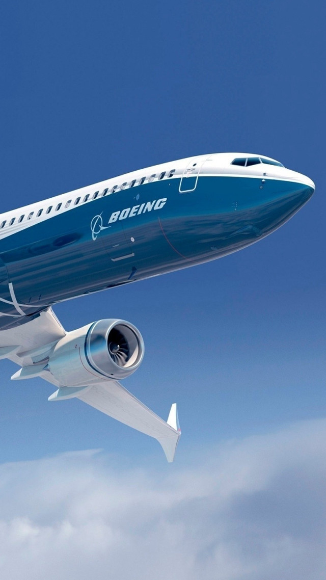 Large blue white airplane flying #3 free wallpaper for mobile - medium preview image