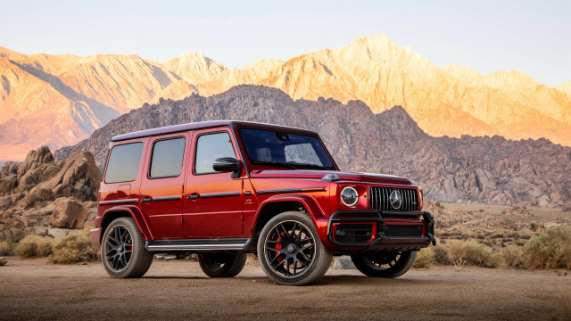 Red jeep mountain sunset digital free wallpaper for desktop - medium preview image