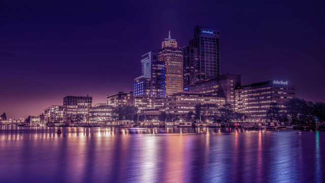 City skyline lake night asia free wallpaper for desktop - medium preview image