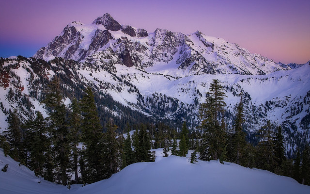 Snowy mountain purple sky nature free wallpaper for desktop - medium preview image