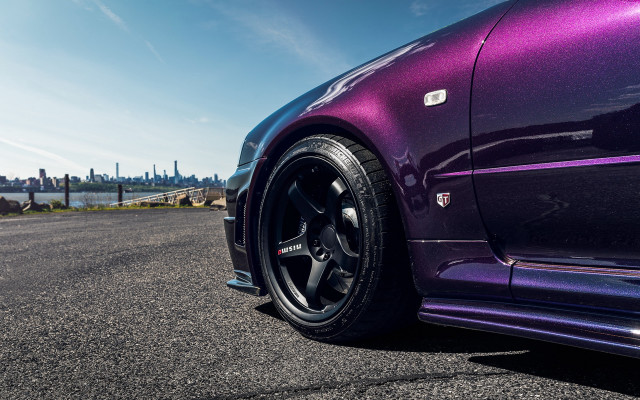 Purple car city skyline cobra free wallpaper for desktop - medium preview image