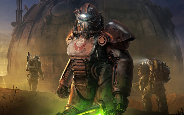 Futuristic suits desert green light free wallpaper for desktop - medium preview image