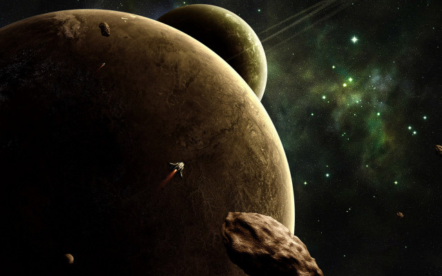 Space station shuttle planet star free wallpaper for desktop - medium preview image