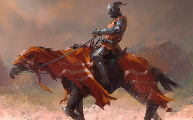Armor horseman desert fantasy cape free wallpaper for desktop - medium preview image