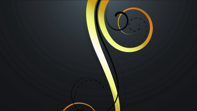 Black yellow swirls dots vector free wallpaper for desktop - medium preview image