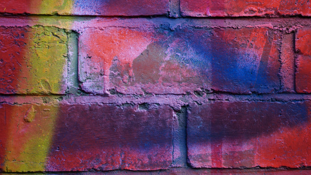 Brick wall multicolor graffiti art free wallpaper for desktop - medium preview image
