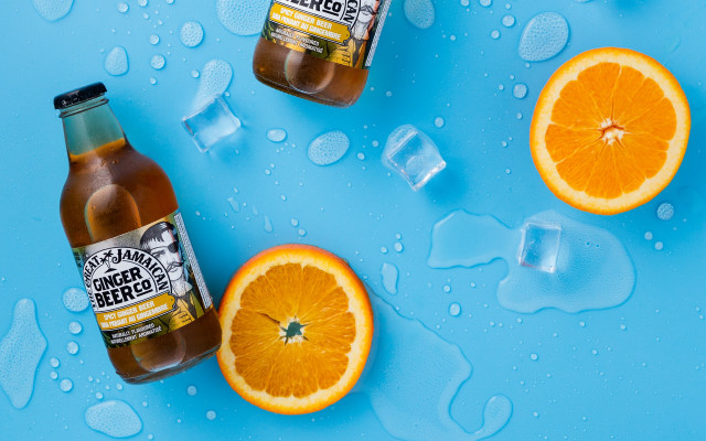 Orange juice slices ice cubes free wallpaper for desktop - medium preview image