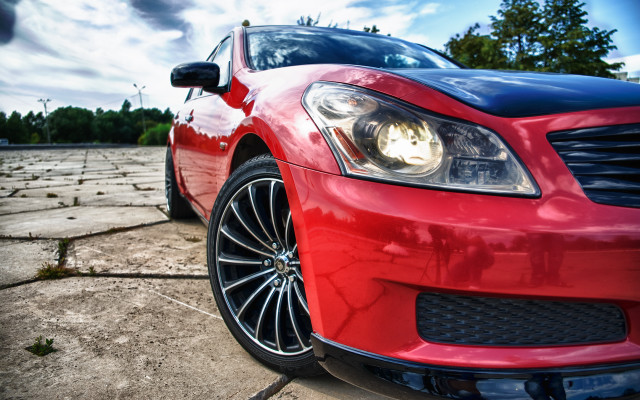 Red car parking lot clouds #3 free wallpaper for desktop - medium preview image