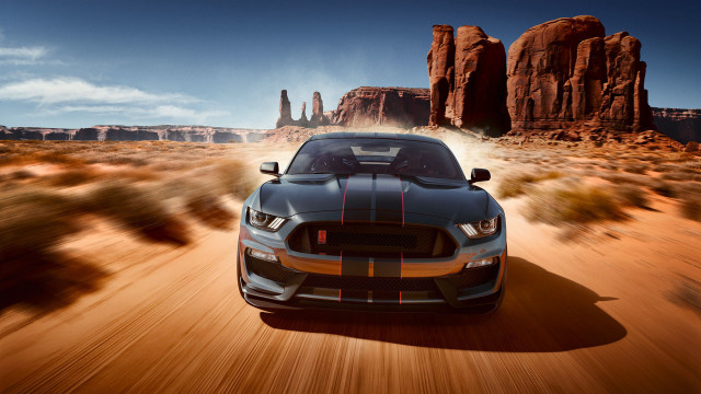 Mustang desert rocks sky cobra free wallpaper for desktop - medium preview image