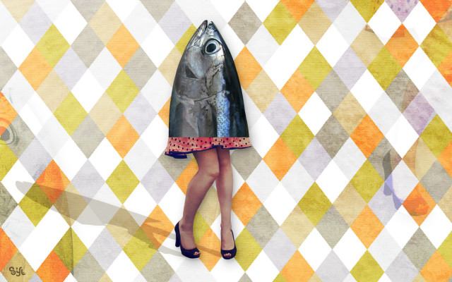 Woman dress fish object face free wallpaper for desktop - medium preview image