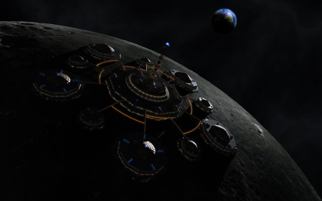 Moon station blue planet eve free wallpaper for desktop - medium preview image