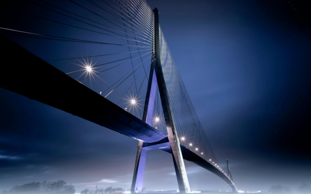 Tall bridge tower night lights free wallpaper for desktop - medium preview image