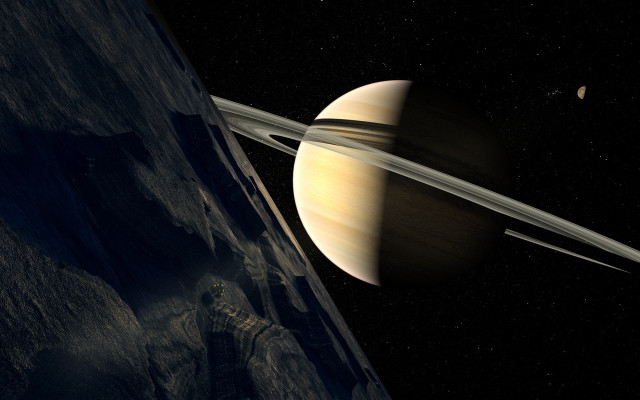 Saturn rings space art matte free wallpaper for desktop - medium preview image