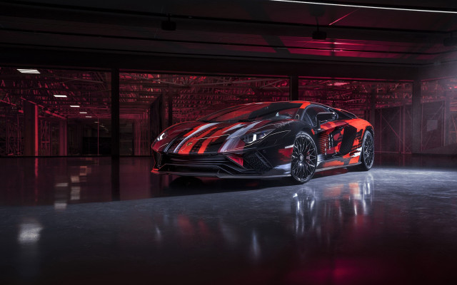 Red black sports car digital free wallpaper for desktop - medium preview image