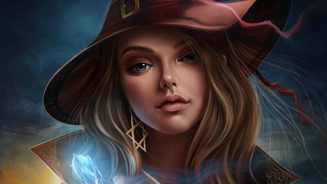 Woman hat wand glowing light free wallpaper for desktop - medium preview image