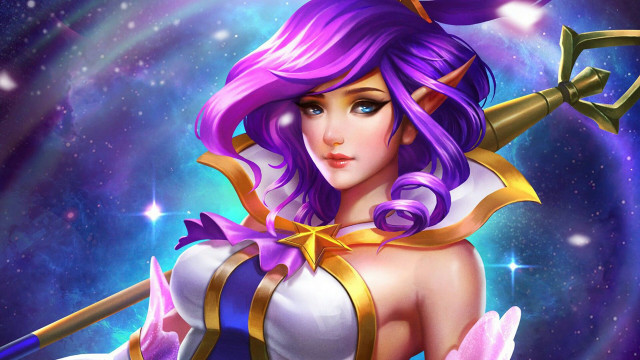 Purple hair sword astronaut starry free wallpaper for desktop - medium preview image
