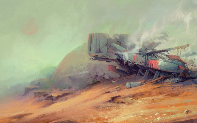 Ship beach debris smoke matte free wallpaper for desktop - medium preview image