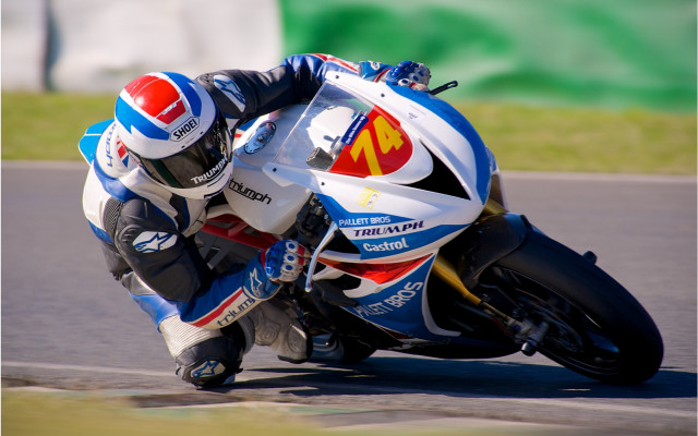 Motorcycle race track helmet blurry free wallpaper for desktop - medium preview image