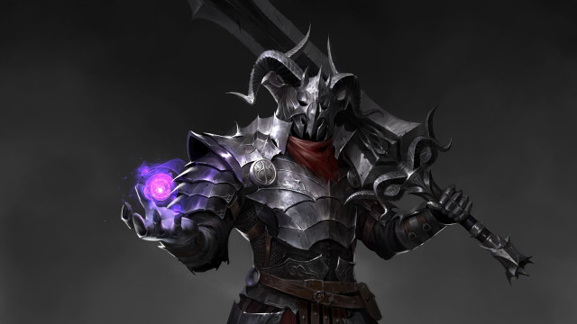Dark knight purple light sword free wallpaper for desktop - medium preview image