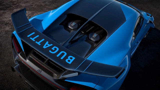 Blue sports car bugatti hood free wallpaper for desktop - medium preview image