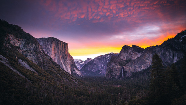 Mountain range sunset clouds forest #4 free wallpaper for desktop - medium preview image