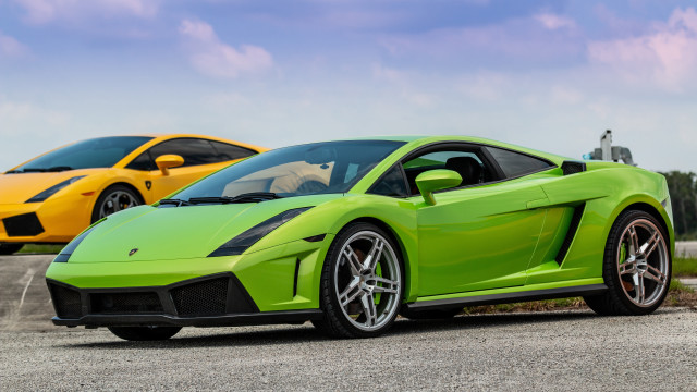 Green yellow sports cars cloudy free wallpaper for desktop - medium preview image