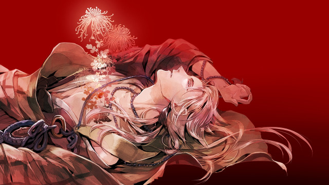 Woman red background beads jewelry free wallpaper for desktop - medium preview image